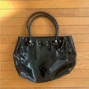 Kate Spade Black Patent Leather Quinn Embossed Tote Bag